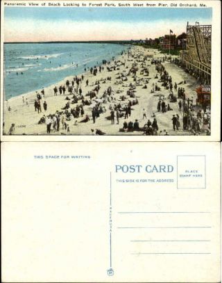 Beach Forest Park Pier Panorama Old Orchard Maine Me Vintage Postcard