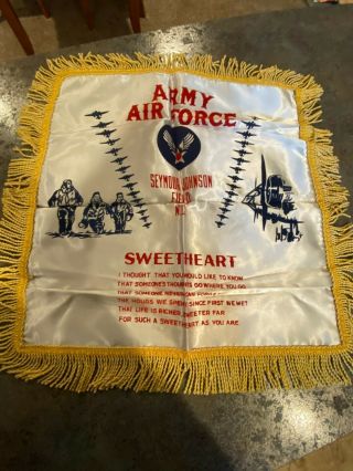 Vintage Wwii Sweetheart Pillow Cover Us Army Air Force