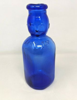 Vtg Brookfield Baby Top Double Face Cobalt Blue Glass Dairy Milk Bottle 1 Quart