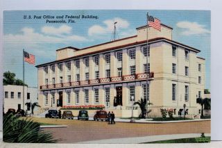 Florida Fl Pensacola Us Post Office Federal Building Postcard Old Vintage Card