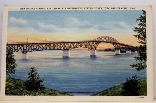 York Ny Vermont Vt Lake Champlain Bridge Postcard Old Vintage Card View Pc