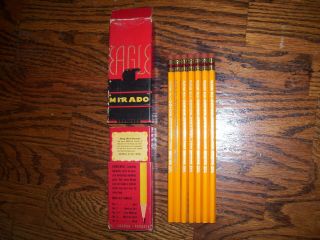 7 Vintage Eagle Mirado 2 1/2 True Medium Pencils.  Look