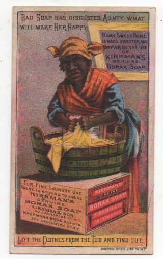 1880s Black Americana Trade Card For Kirkman 