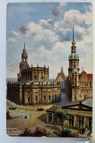 Germany Dresden Royal Castle Hofkirche Postcard Old Vintage Card View Standard