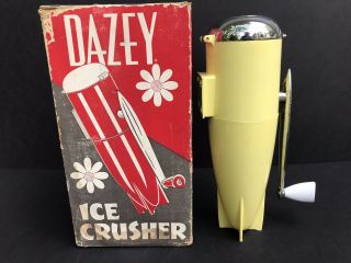 Vtg Dazey Yellow Rocket Ice Crusher W/ Box Barware Atomic Mod Mcm 1960s Nib