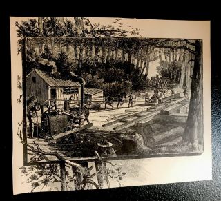 1880’s J.  I.  Case Saw Mill Farm Engraving Advertising - Racine - Wisconsin