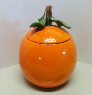 Vintage California Pottery 8218 Ceramic Orange Fruit Cookie Jar 12 " Tall