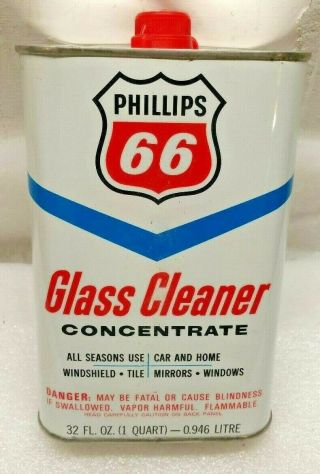 Vintage Nos Phillips 66 Glass Cleaner 1 Qt Metal Can Bartlesville Oklahoma
