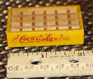 Vintage 2 " X 1 3/8 " X 1/2 " Miniature Wooden Yellow Coca Cola Crate 24 Case Coke