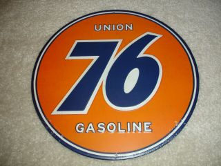 Union 76 Gasoline 12” Round Metal Circle Sign Auto Shop Garage Gas Station