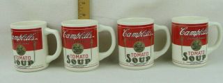 Set Of 4 Vintage Campbells Tomato Soup Coffee Mugs 8 Oz Usa Ceramic Cups