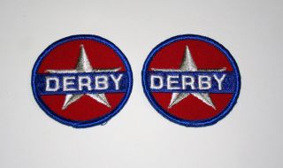 2 Rare Vintage Derby Oil & Gas Station Drilling Cloth Jacket Patch Nos 1960s