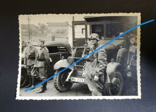 Ww2 Wwii German Photograph Helmet Krad Driver And Radio Truck Top