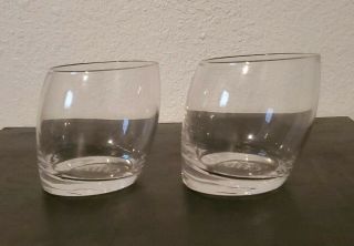 Set Of 2 Chivas Regal Scotch Whiskey Swirl Slanted Rocks Glasses W/ Logo On Base