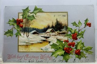 Christmas With Best Wishes Postcard Old Vintage Card View Standard Souvenir Post