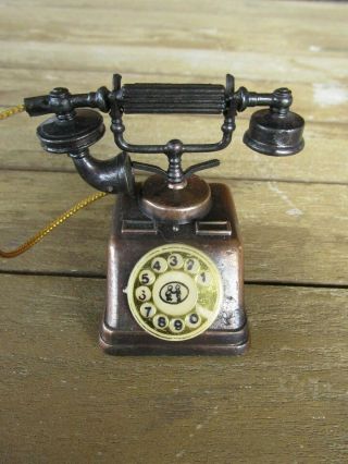 Miniature Vintage Pencil Sharpner Metal Die Cast Telephone Bronze Colored Phone
