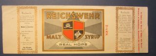 Old Vintage - Reichswehr Malt Syrup Can Label - Real Hops - York