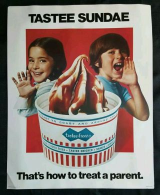 Vintage 1977 Tastee - Freez Advertising Poster 22 " X 28 " (tastee Sundae)