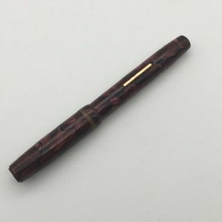 Lovely Vintage Burnham No 51 Fountain Pen Red Marble 14ct Nib - Missing Clip