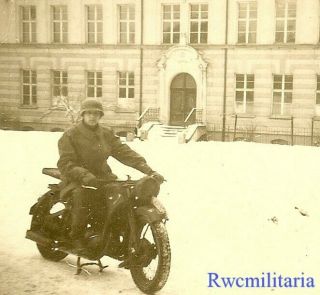 Best Wehrmacht Kradmelder On Winter Street W/ Motorcycle (2)
