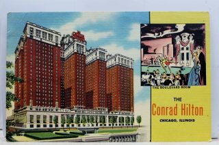 Illinois Il Chicago Conrad Hilton Hotel Boulevard Room Postcard Old Vintage Card