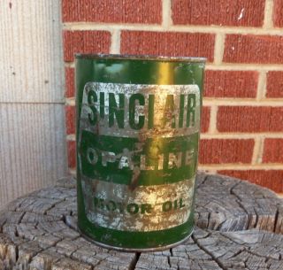 Sinclair Opaline Motor Oil Quart Can Vtg Gas Sign Garage Shop Dino Full Can