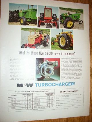 Vintage M & W Gear Co Advertising - M & W Turbo Charger Results - 1965 ?