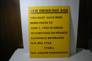 Rare Vintage Hampshire Drinking Age Store Sign Poster Board