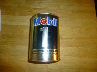 1 - Vintage Mobil 1 Synthetic Motor Oil Quart Metal Tin Can Can Is Empty