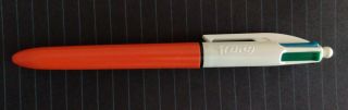 Vintage 1970s Bic 4 - Color Ink Pen Orange Barrel Made In France Ball Point