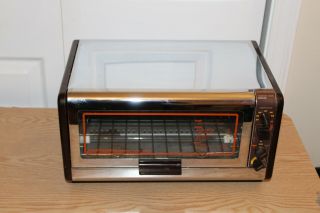 Vintage Toastmaster Toaster Oven Broiler Model 370a Chrome / Brown / Orange