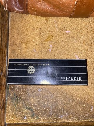Vintage Parker Jotter Pen Made In Usa Black Ink.  Rotary Club