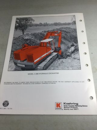 Bantam,  Koehring C266 Excavator Sales Brochure,  Literature 3