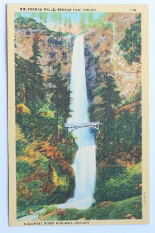 2 Old Postcards Multnomah Falls,  Benson Foot Bridge,  Columbia River Highway,  Or
