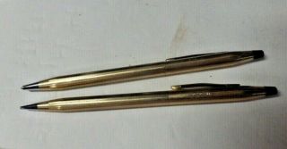 Set Of Vintage Cross 1/20 Gold Filled Mechanical Pencil & Pen Engraved J.  J.  L.