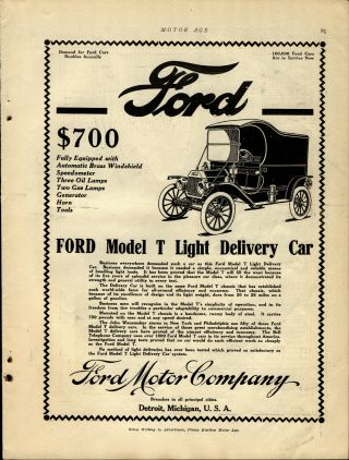 1912 Ford Model T Light Delivery Car Ad: " 100,  000 Ford Cars In Service "