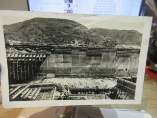Vintage Old Washington State Postcard Grand Coulee Dam Being Built Real Photo Pc
