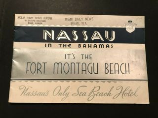 Antique Travel Brochure Fort Montagu Beach Hotel Nassau Pamphlet Bahamas 1920s