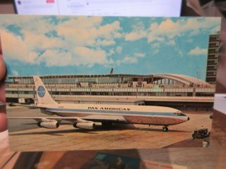 Vintage Old Postcard York City John F Kennedy Airport Pan American Jet Plane