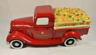 Harry And David 1934 Old Farm Delivery Truck Cookie Jar Pears Fruit Ceramic Red
