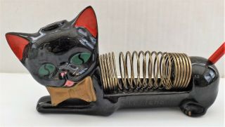 Vintage Ceramic Black Cat Letter Mail & Pencil Holder,  Japan