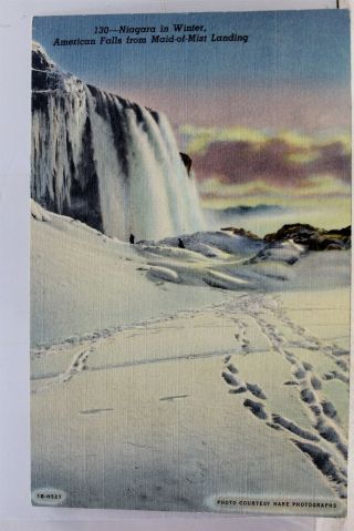 Canada Ontario Niagara Falls American Maid Mist Landing Winter Postcard Old View
