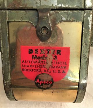 Vintage Dexter Model 3 Absco Swing Pencil Sharpener Wall Or Desk Mount