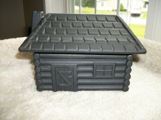 Collectible Flat Black Cast Iron Log Cabin Steamer/humidifier - -