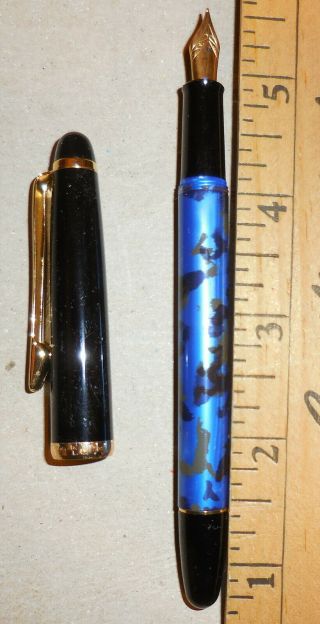 Vintage Fancy No Name Blue And Black Color Fountain Pen