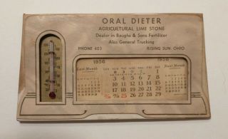 Oral Dieter Agricultural Lime Stone Rising Sun Ohio Thermometer & Calender
