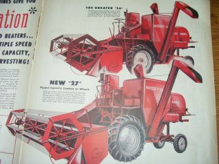 Vintage Massey Harris Advertising Pages - Mh Combines Sp 26 & 27 - 1949