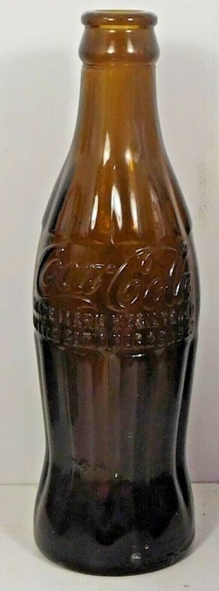 C1923 X - Mas Smoky Amber Hobbleshirt Bottle - Coca - Cola Oil City,  Pa.