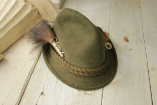 Austrian Hat Green Wool Traveling Hunting Cap W/ Pins Mens Dolomiten Hut Lienz