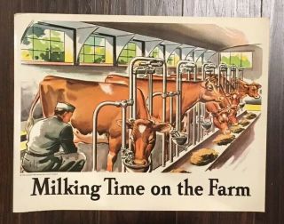 Vintage 1950s National Dairy Council Milk Farm Poster Dick & Jane Style 14x17
